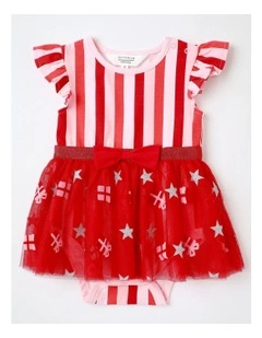 Bauble & Tutu Christmas Magic Bodysuit in Red