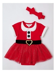 Festive Claus Bodysuit Set in Red