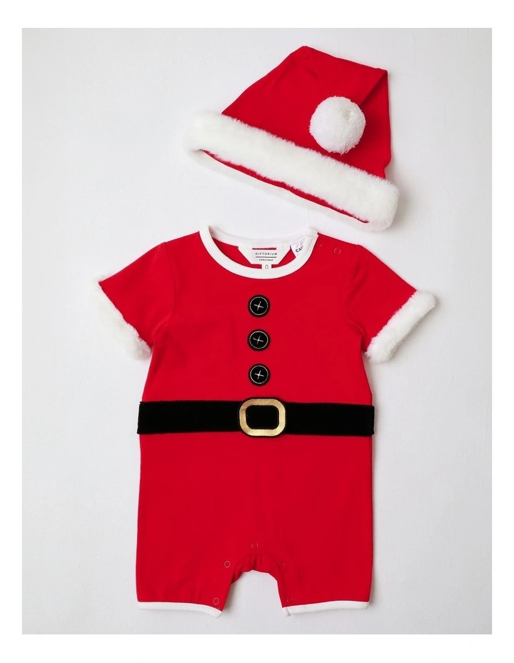 Little Santa Baby Romper Set in Red image 1
