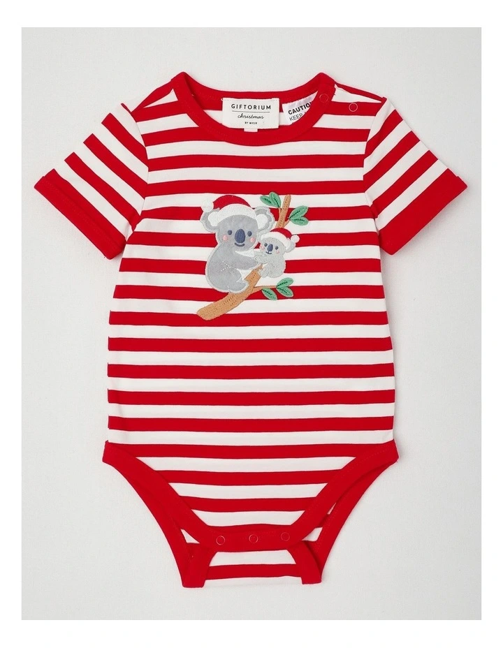 Myer Giftorium Stripe Koala Bodysuit in Red image 1