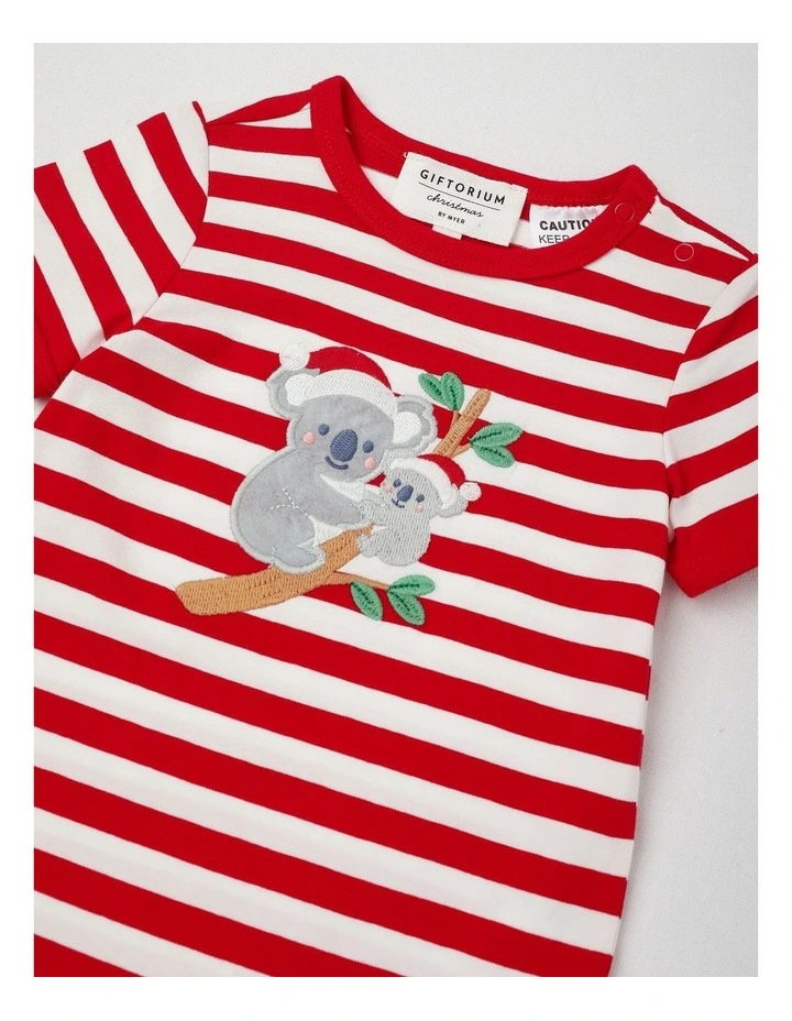 Myer Giftorium Stripe Koala Bodysuit in Red image 2