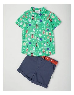 Myer Giftorium Xmas Shirt & Shorts Set in Green