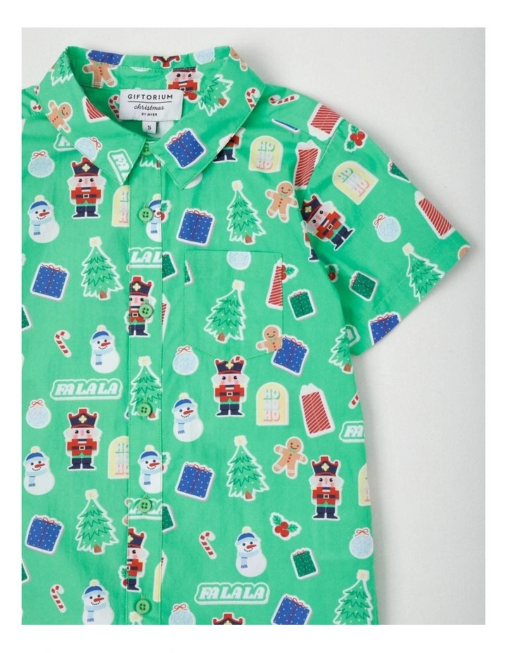 Myer Giftorium Xmas Shirt & Shorts Set in Green image 2