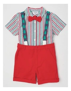 Myer Giftorium Xmas Shirt Short & Braces Shirt & Shorts Set in Assorted