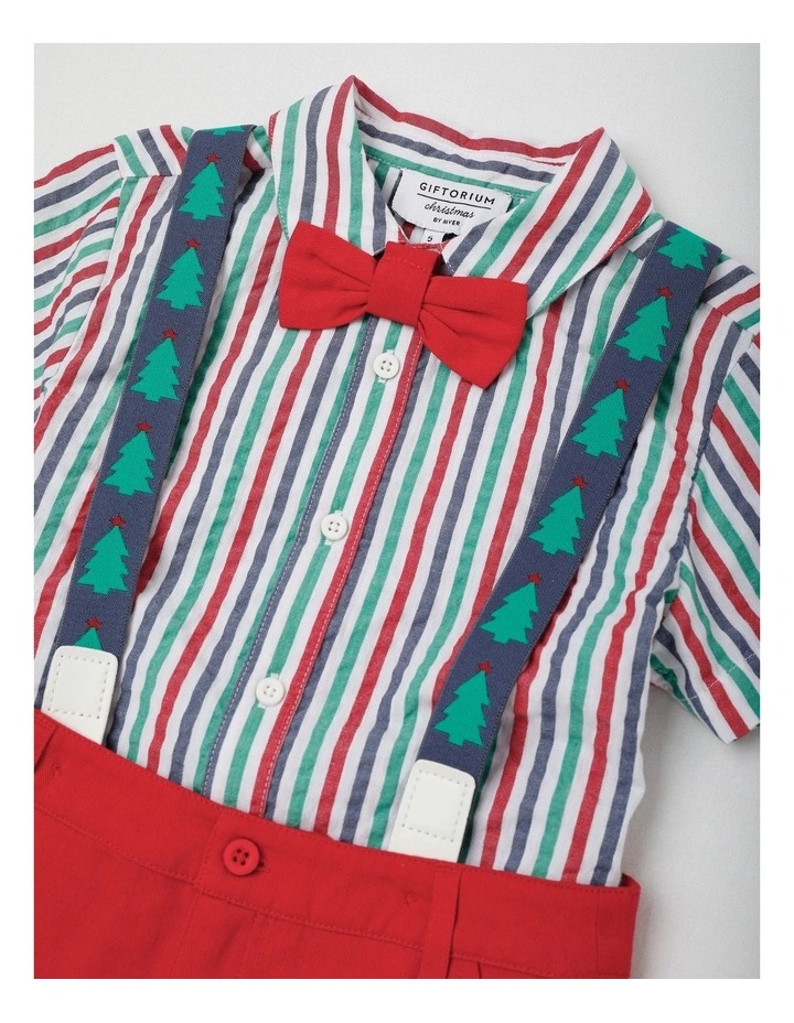 Myer Giftorium Xmas Shirt Short & Braces Shirt & Shorts Set in Assorted image 2