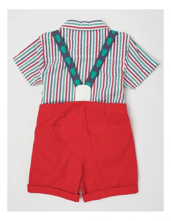 Myer Giftorium Xmas Shirt Short & Braces Shirt & Shorts Set in Assorted image 3