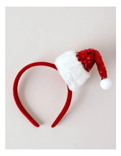 Glitter Santa Hat Headband in Red