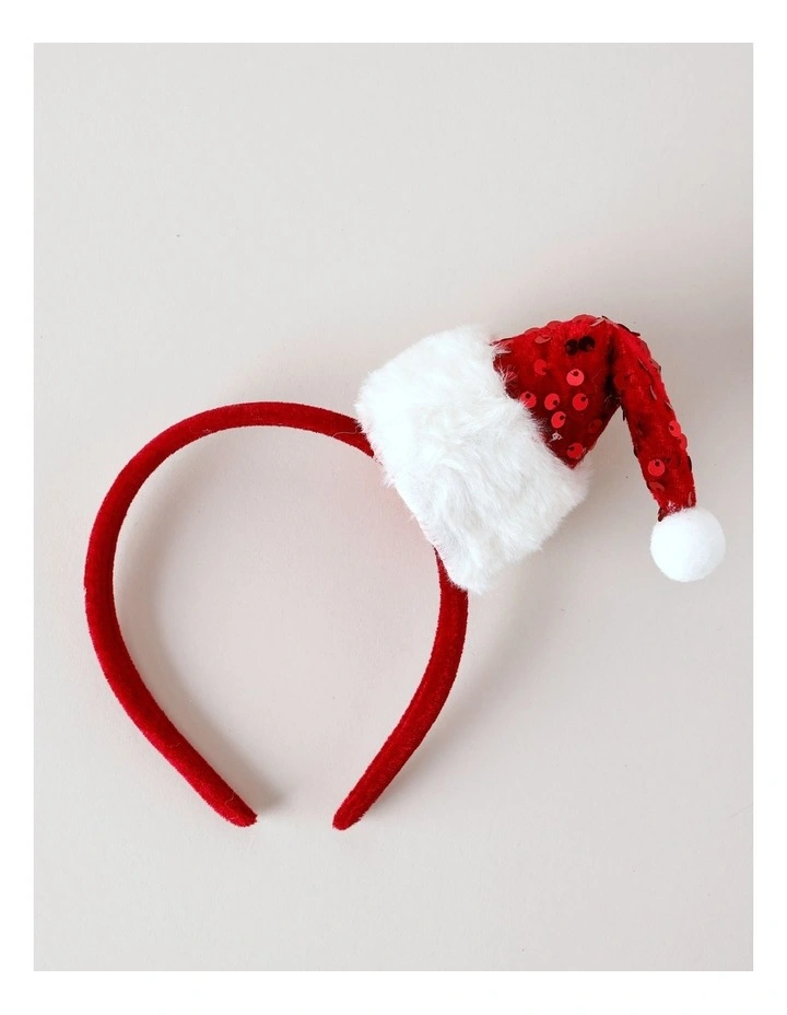 Glitter Santa Hat Headband in Red image 1