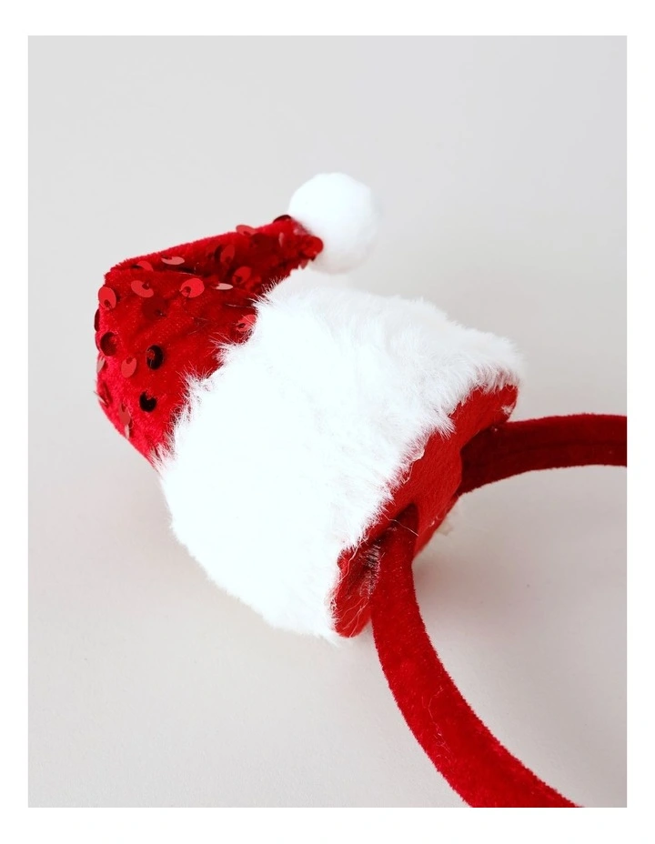Glitter Santa Hat Headband in Red image 2