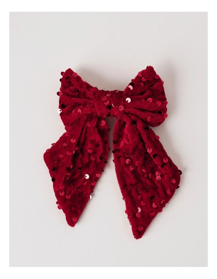 Oversize Red Sequin Christmas Bow in Red image 1