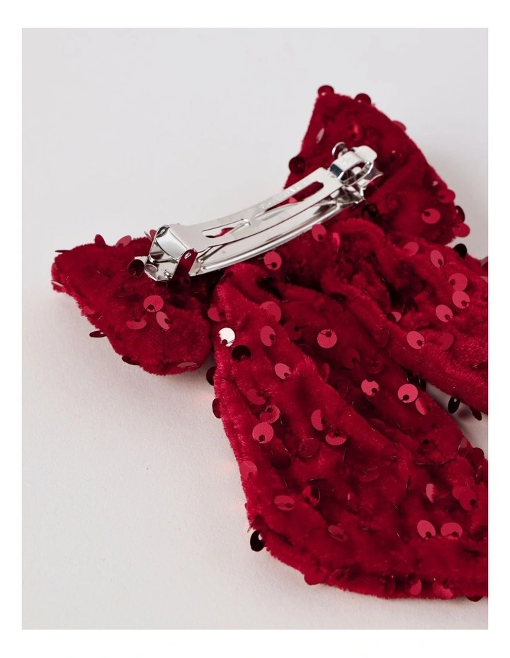 Oversize Red Sequin Christmas Bow in Red image 2