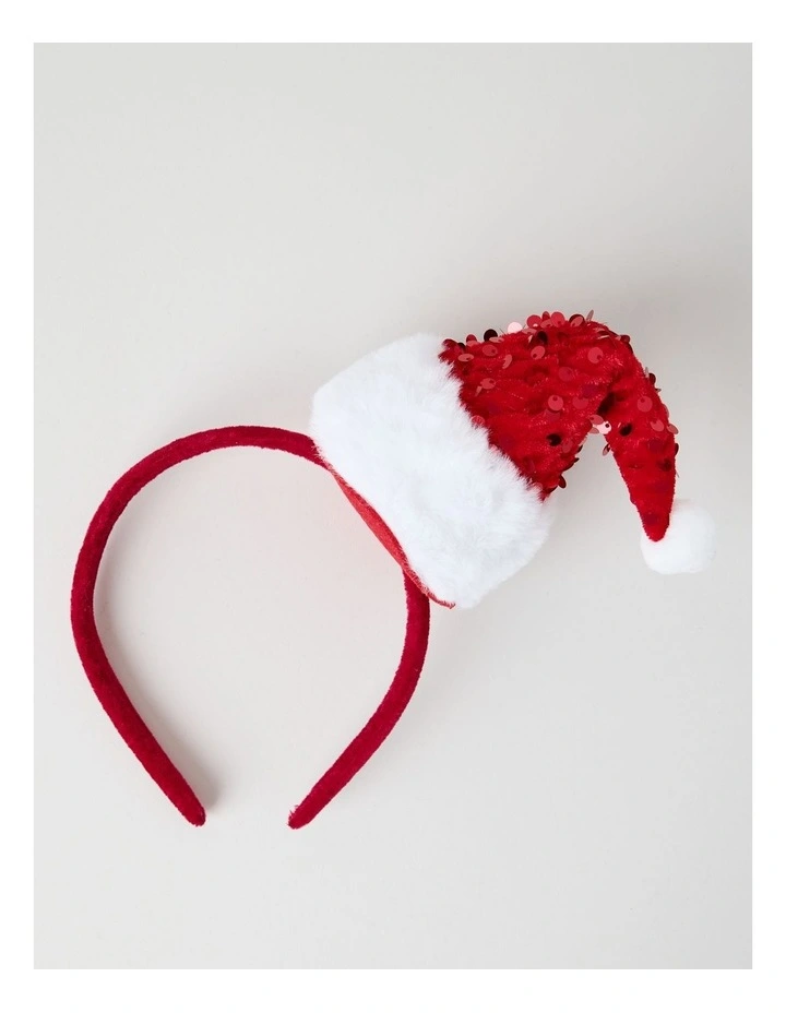 Myer Giftorium Glitter Santa Hat Headband in Red image 1
