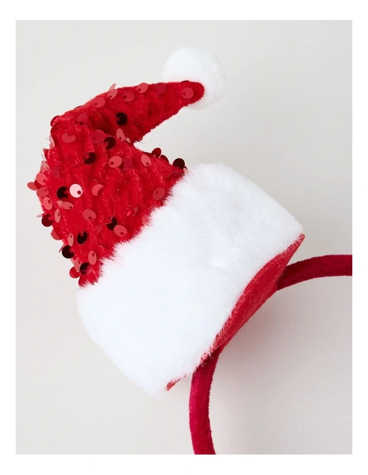Myer Giftorium Glitter Santa Hat Headband in Red image 2