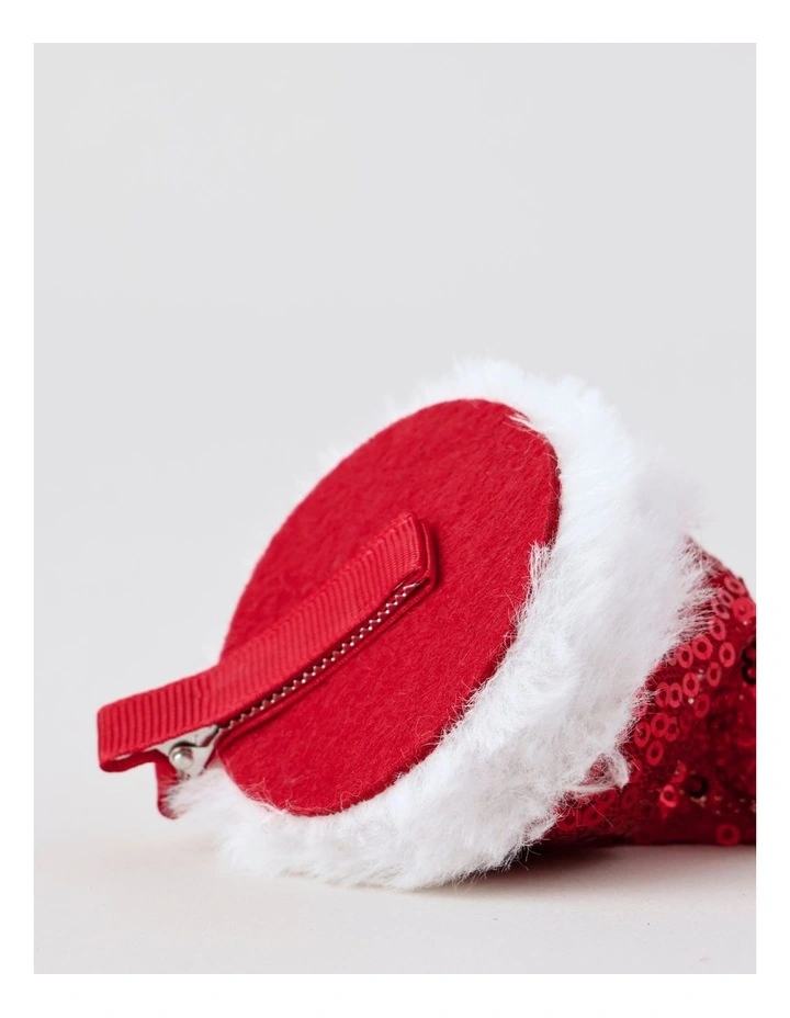 Sequin Santa Hat Clip in Red image 2