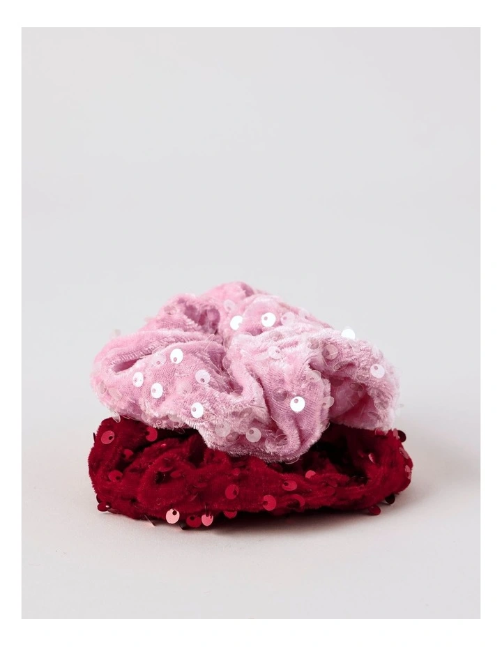 Christmas 2 Pack Sequin Scrunchies in Multi image 2