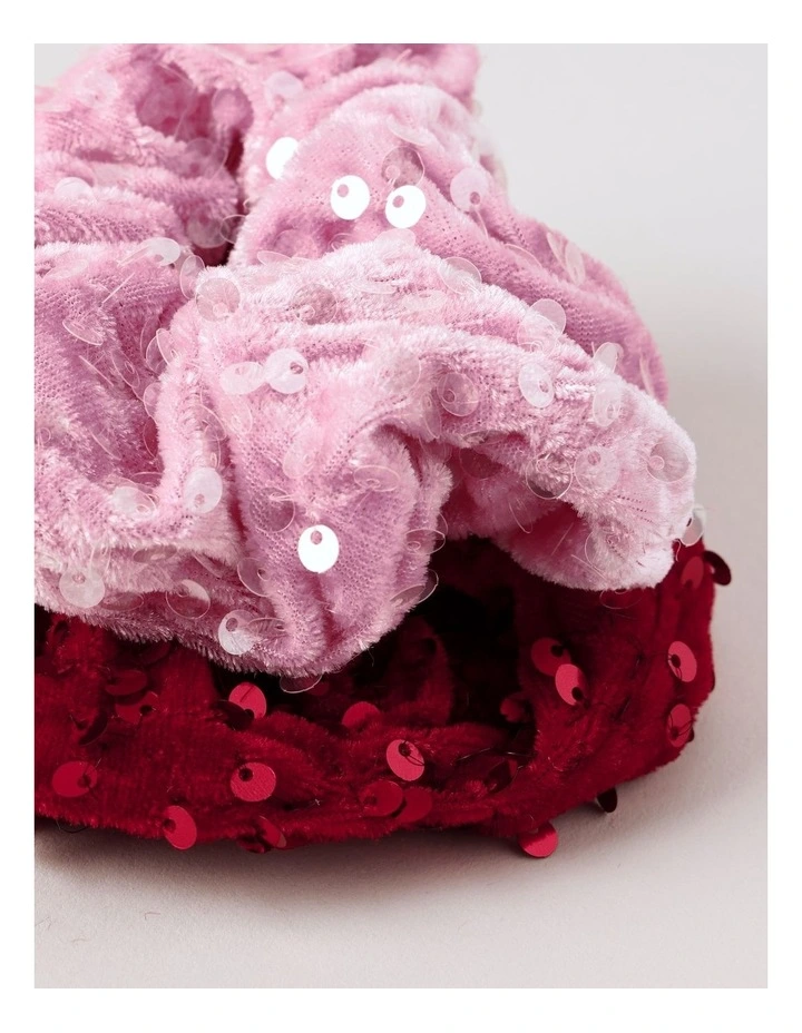 Christmas 2 Pack Sequin Scrunchies in Multi image 3