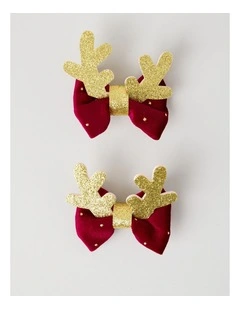 Myer Giftorium Reindeer Hair Clips in Red