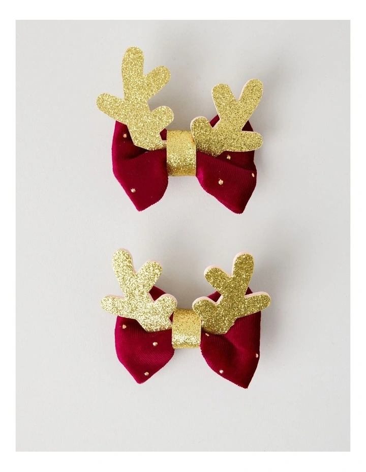 Myer Giftorium Reindeer Hair Clips in Red image 1