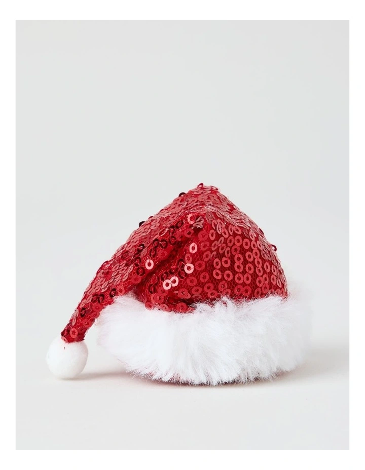 Myer Giftorium Sequin Santa Hat Hair Clip in Red image 1