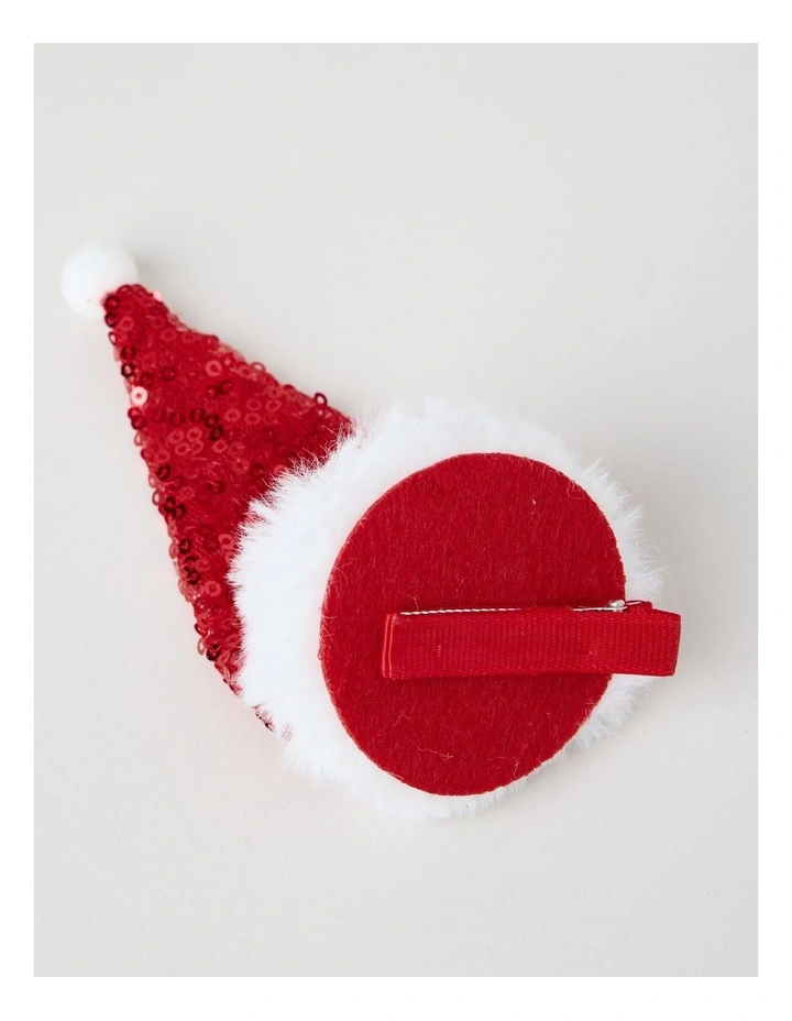 Myer Giftorium Sequin Santa Hat Hair Clip in Red image 2
