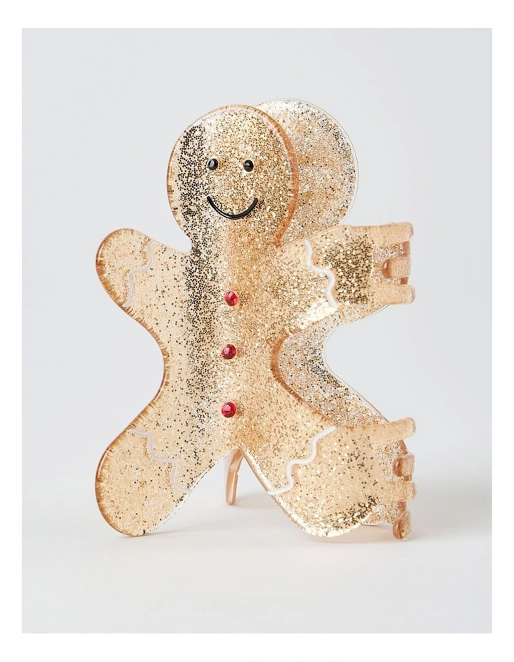 Myer Giftorium Gingerbread Man Claw Clip in Gold image 1