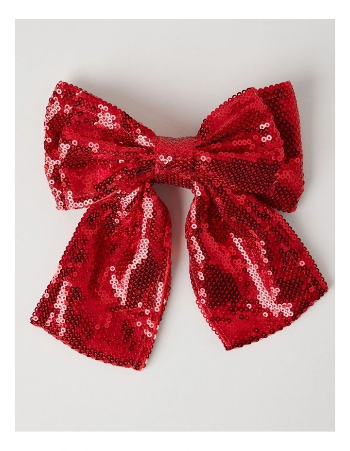 Myer Giftorium Sequin Bow Hair Clip in Red image 1