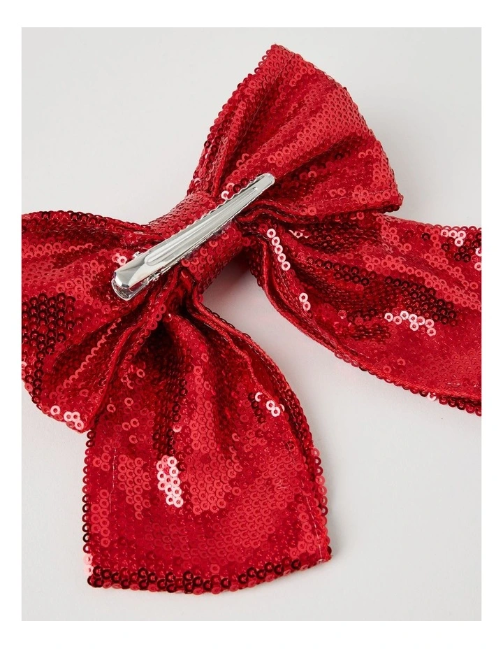 Myer Giftorium Sequin Bow Hair Clip in Red image 2