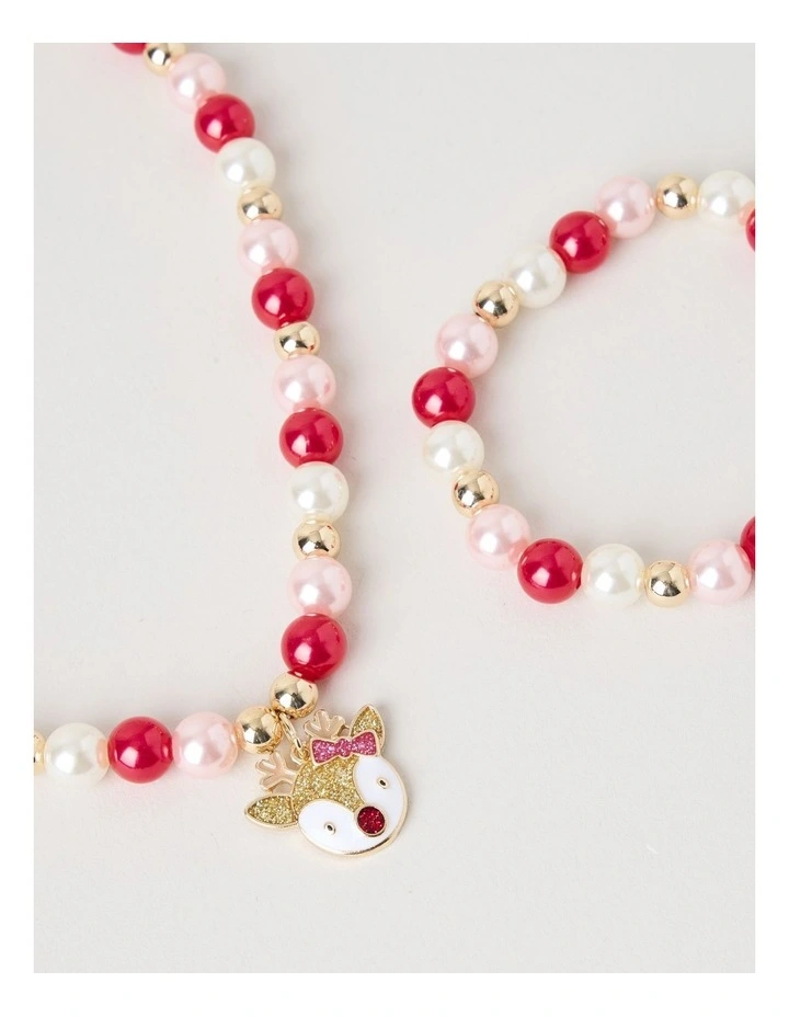 Myer Giftorium Beaded Bracelet and Necklace Set in Pink image 4
