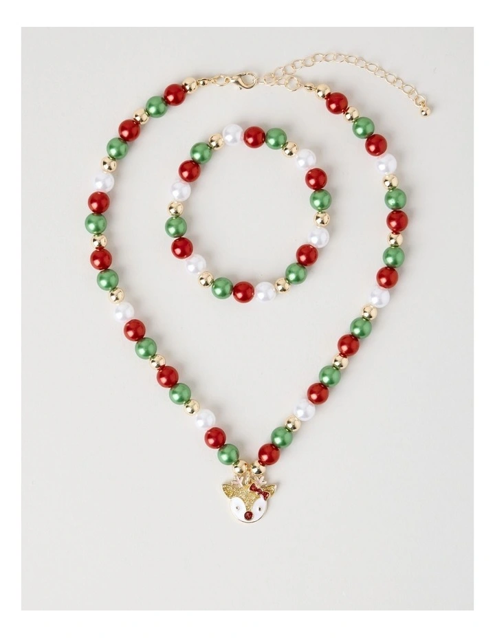 Myer Giftorium Beaded Bracelet and Necklace Set in Red image 1