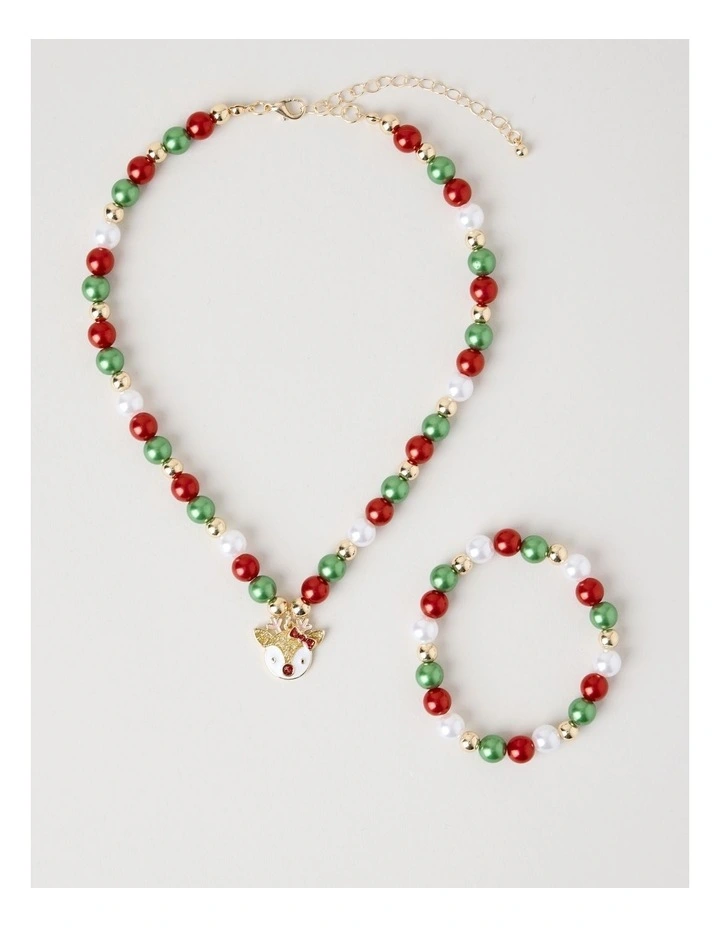 Myer Giftorium Beaded Bracelet and Necklace Set in Red image 3