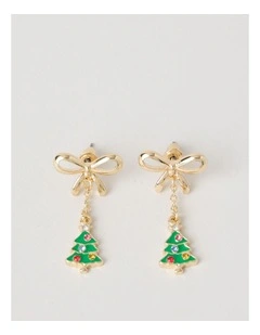 Myer Giftorium Christmas Bow Earrings in Gold