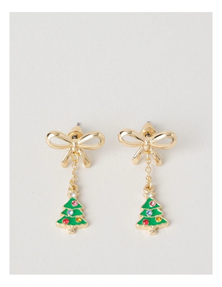 Myer Giftorium Christmas Bow Earrings in Gold image 1