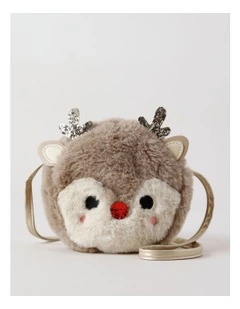 Christmas Reindeer Fluffy Bag in Brown
