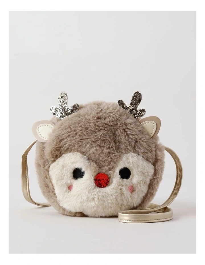 Christmas Reindeer Fluffy Bag in Brown image 1