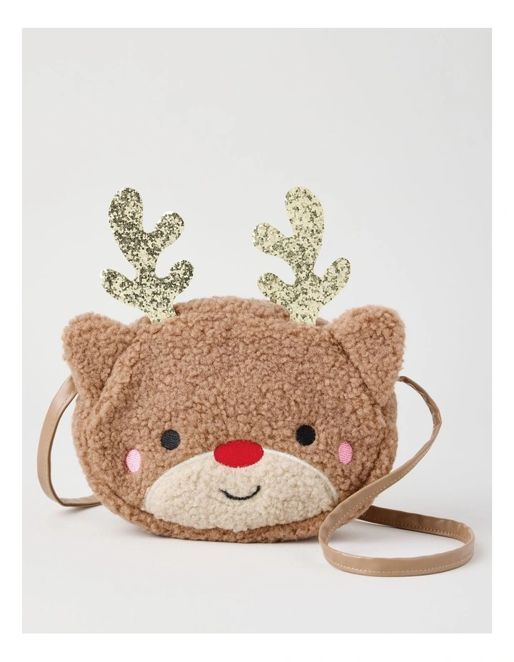 Myer Giftorium Fluffy Reindeer Bag in Brown image 1