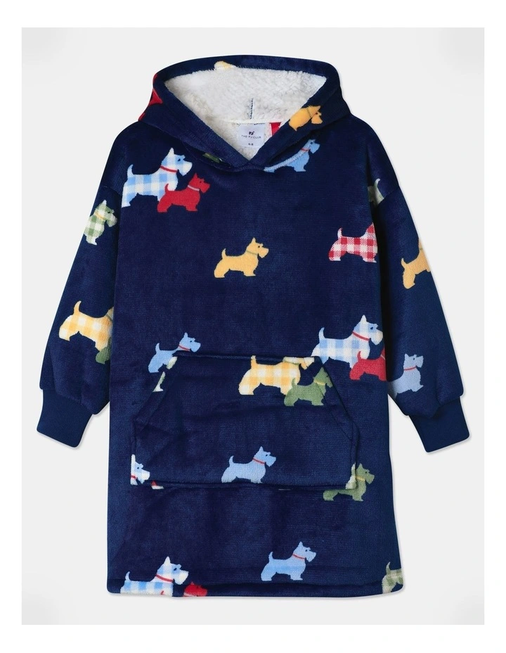 Dogs Oversized Hoodie in Bright Blue image 1