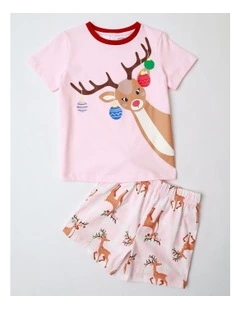PJ Club Reindeer Pyjama in Rose