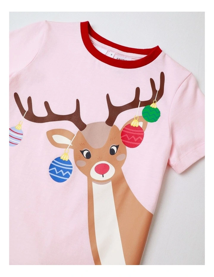 PJ Club Reindeer Pyjama in Rose image 2