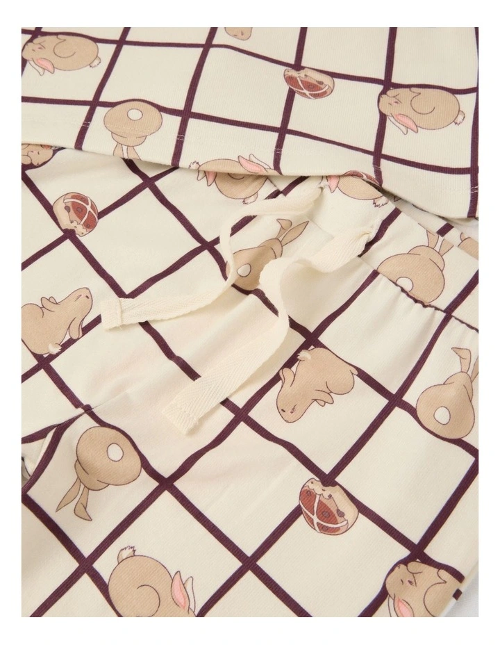 PJ Club Cosy Knit Pyjama Bunny Pyjama in Cream image 2
