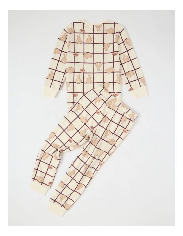 PJ Club Cosy Knit Pyjama Bunny Pyjama in Cream image 4