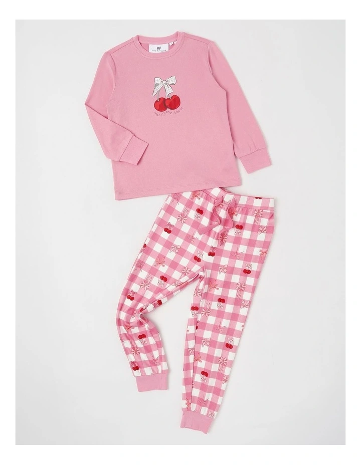 PJ Club Cosy Knit Cherry Pyjama in Pink image 1
