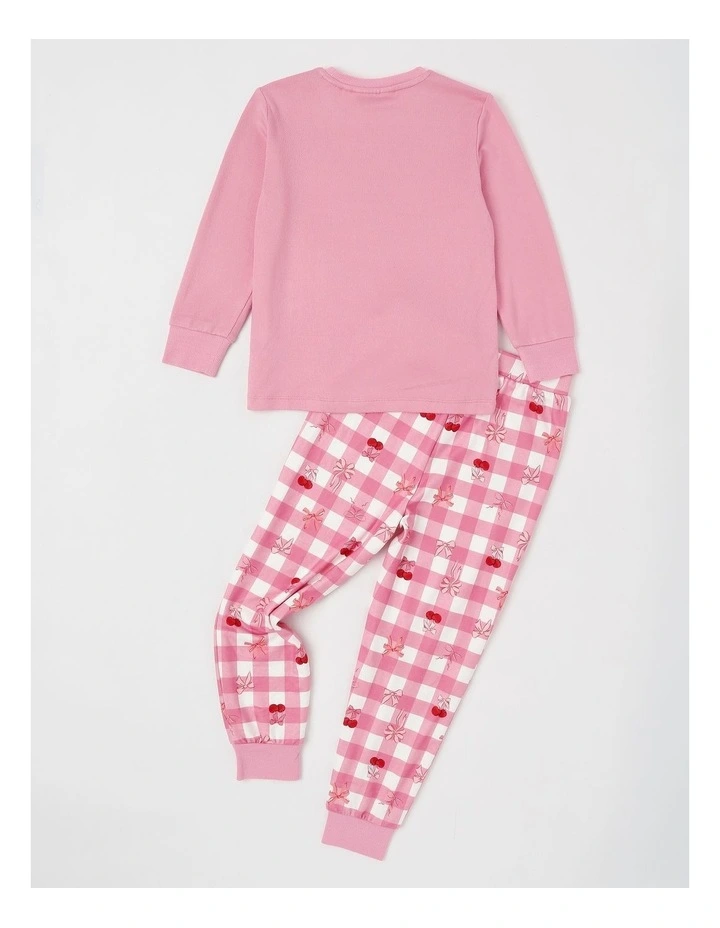 PJ Club Cosy Knit Cherry Pyjama in Pink image 3