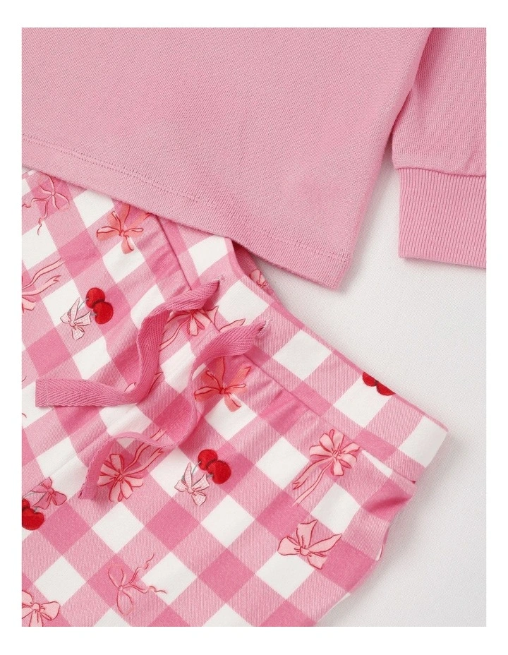 PJ Club Cosy Knit Cherry Pyjama in Pink image 4