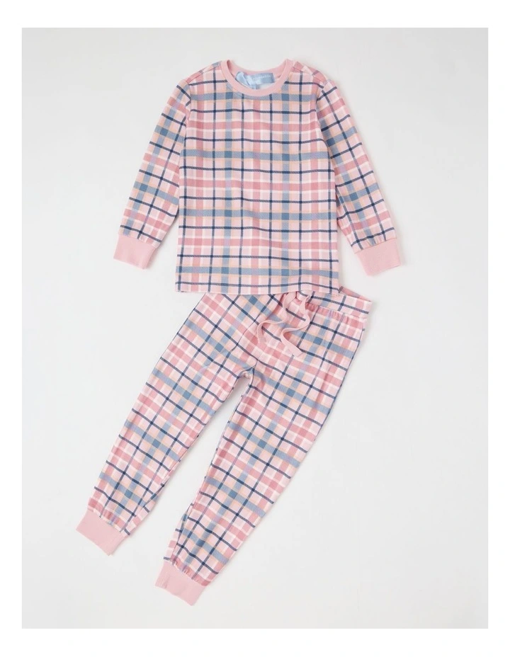 PJ Foundation Cosy Knit Check Pyjama in Pink image 1