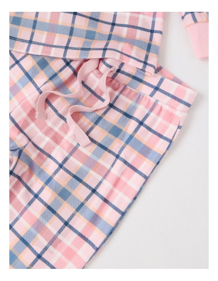 PJ Foundation Cosy Knit Check Pyjama in Pink image 2