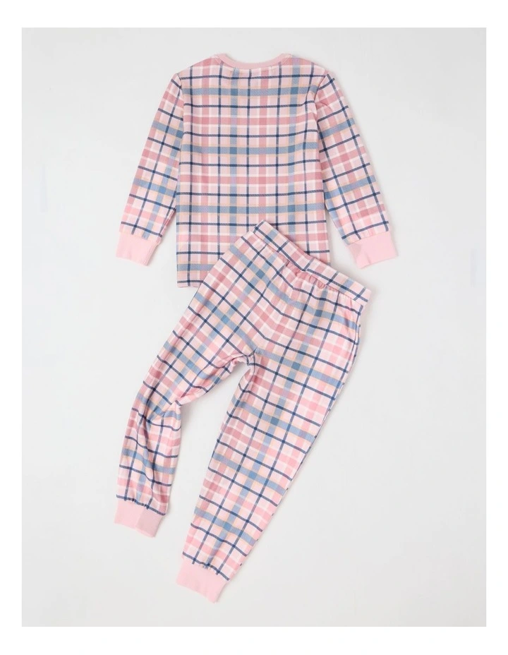 PJ Foundation Cosy Knit Check Pyjama in Pink image 3