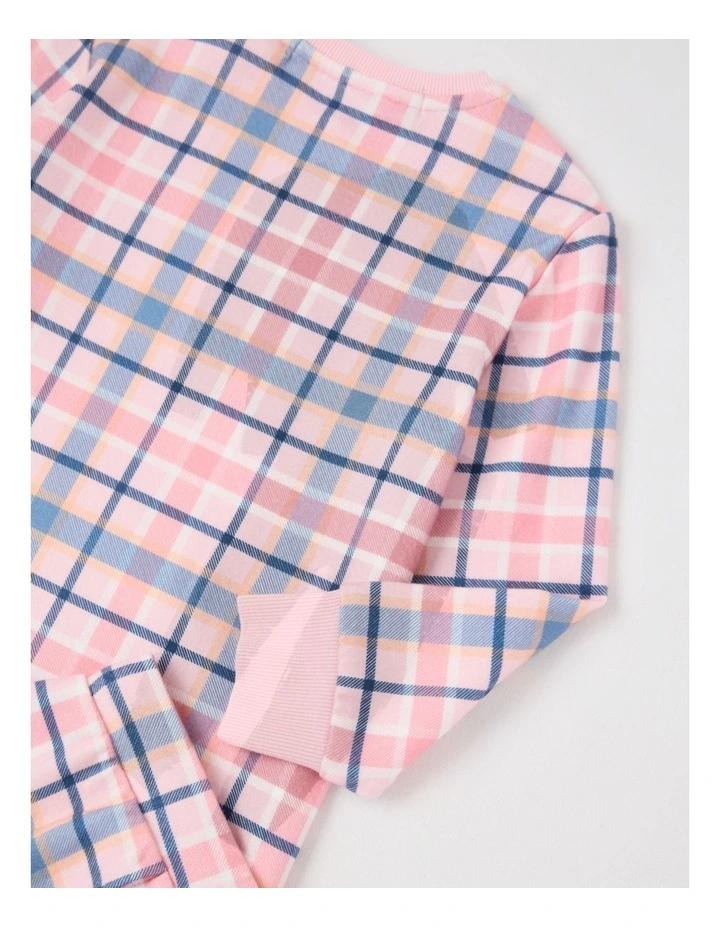 PJ Foundation Cosy Knit Check Pyjama in Pink image 5