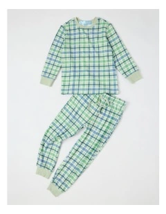 PJ Foundation Cosy Knit Check Pyjama in Green