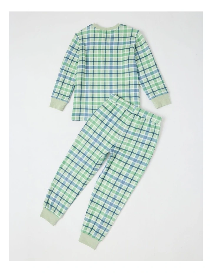 PJ Foundation Cosy Knit Check Pyjama in Green image 3