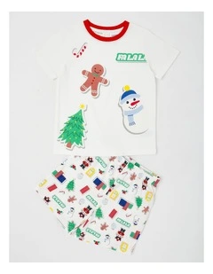 Myer Giftorium Christmas Stickers Pyjama in Assorted